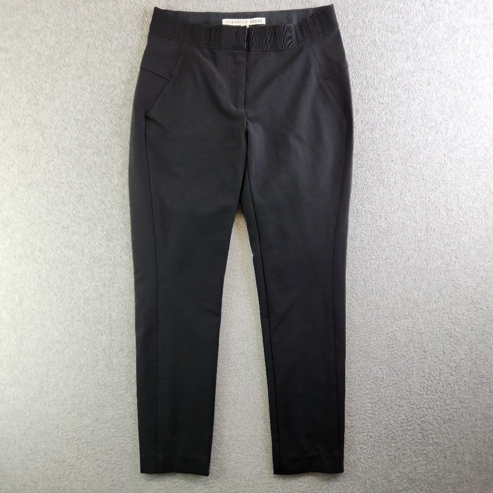 Veronica Beard Pants Womens 2 Black Cropped Skinny Scuba Elastic Waist Career